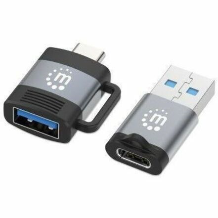 2-Piece Set: USB-C to USB-A and USB-A to USB-C Adapters, Male/Female conversions, 5 Gbps (USB 3.2 Gen1 aka USB 3.0), SuperSpeed USB, Black/Silver, Lifetime Warranty