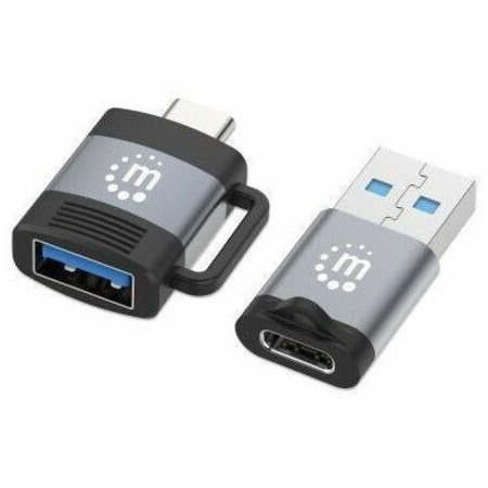 2-Piece Set: USB-C to USB-A and USB-A to USB-C Adapters, Male/Female conversions, 5 Gbps (USB 3.2 Gen1 aka USB 3.0), SuperSpeed USB, Black/Silver, Lifetime Warranty