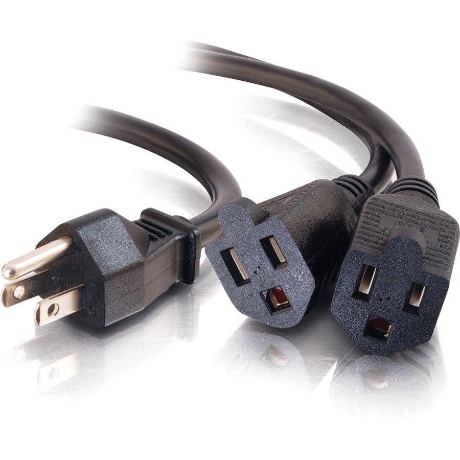 C2G 6ft 16 AWG 1-to-2 Power Cord Splitter (1 NEMA 5-15P to 2 NEMA 5-15R)