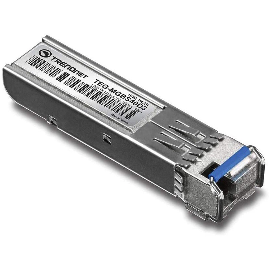 TRENDnet SFP to RJ45 Dual Wavelength Single-Mode LC Module; TEG-MGBS40D3; Must Pair with TEG-MGBS40D5 or a Compatible Module; Up to 40km (24.85 miles); Standard SFP Slot Compatible; Lifetime Protection