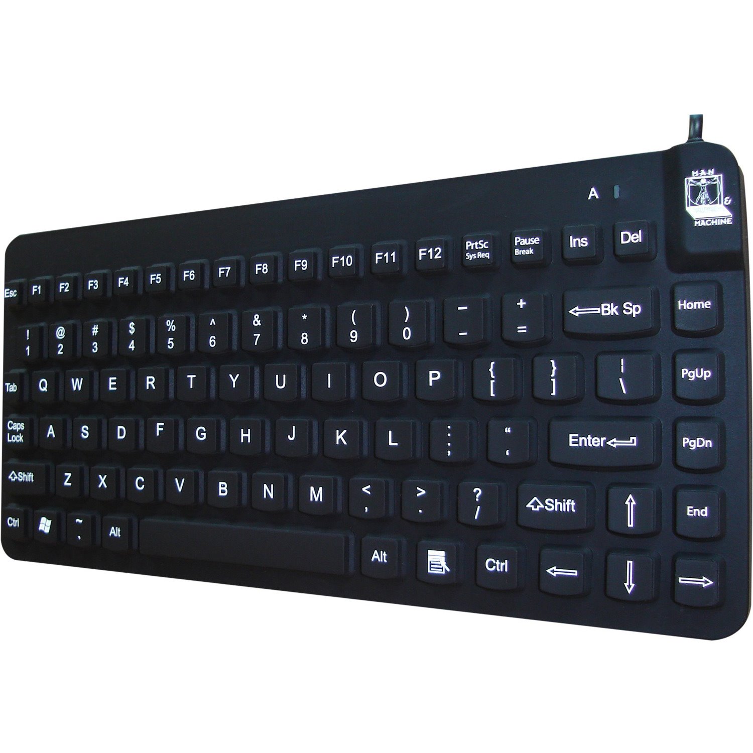 Man & Machine Premium Waterproof Disinfectable Silent 12" Keyboard