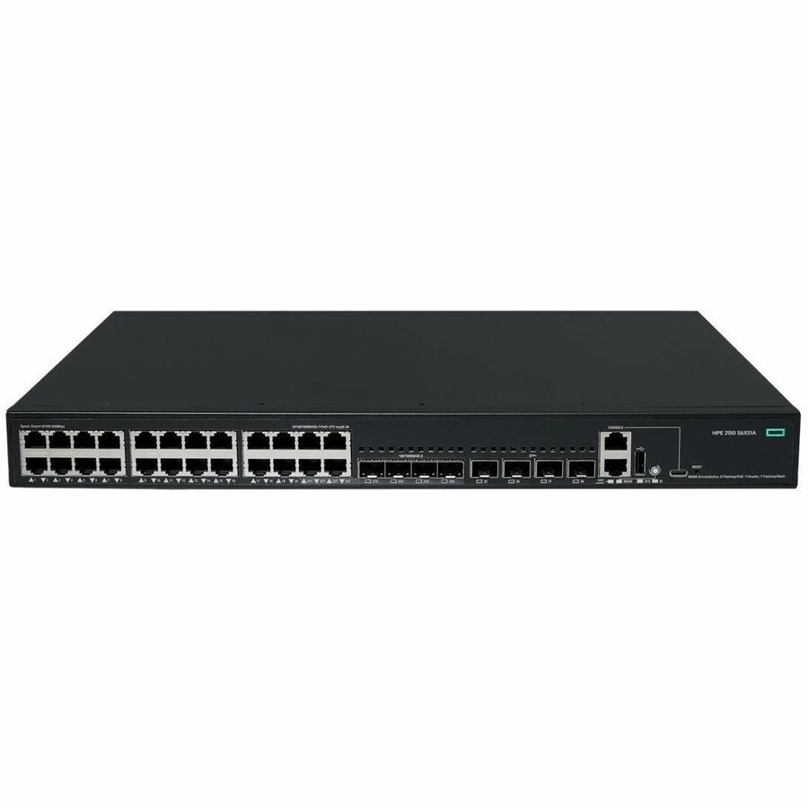 HPE CW 2150 28 Ports Manageable Layer 3 Switch - Gigabit Ethernet, 10 Gigabit Ethernet - 10/100/1000Base-T, 10GBase-X, 100/1000Base-X - Black, Silver
