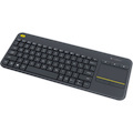 Logitech K400 Plus Wireless Touch TV Keyboard With Easy Media Control and Built-in Touchpad, HTPC Keyboard for PC-connected TV, Windows, Android, Chrome OS, Laptop, Tablet (Dark) (French Layout)