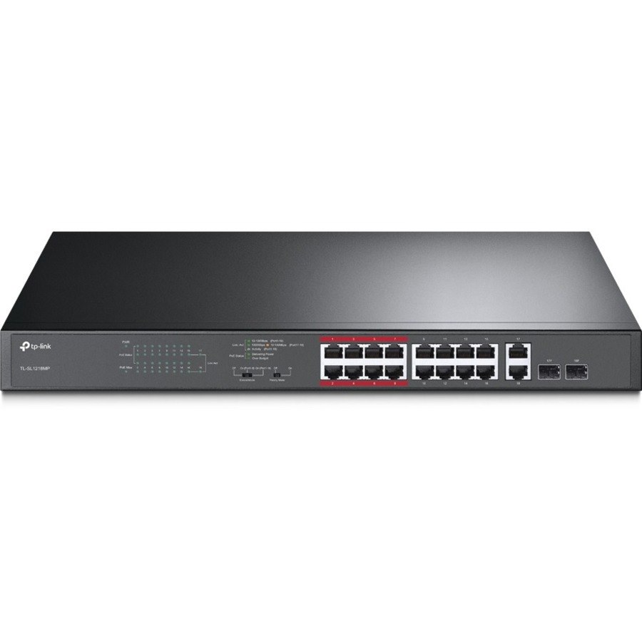 TP-Link TL-SL1218MP 16 Ports Ethernet Switch - Fast Ethernet - 10/100Base-T