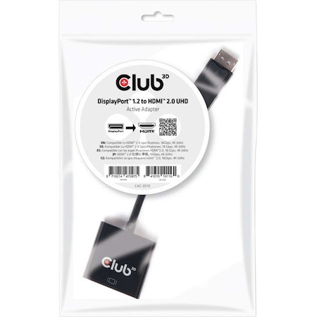 Club 3D DisplayPort 1.2 to HDMI 2.0 UHD Active Adapter