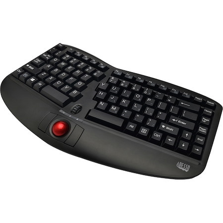 Adesso Tru-Form WKB-3150UB Keyboard - Wireless Connectivity - USB 2.0 Interface - Trackball - English (US) - Black