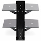 StarTech.com Dual Floating Wall-Mounted AV Shelves, Adjustable Height Shelf For Under TV A/V Equipment, Black Tempered Glass Shelves