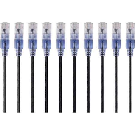 Monoprice 10-Pack, SlimRun Cat6A Ethernet Network Patch Cable, 10ft Black