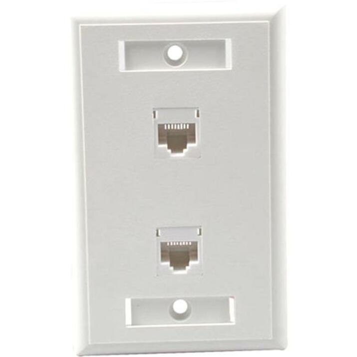 C2G Dual Cat5E RJ45 Configured Wall Plate - White