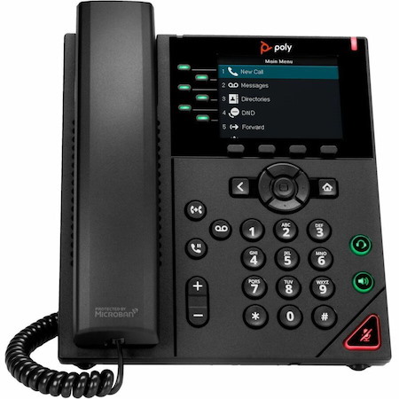 Poly VVX 350 IP Phone - Corded - Corded - Desktop, Wall Mountable - Black