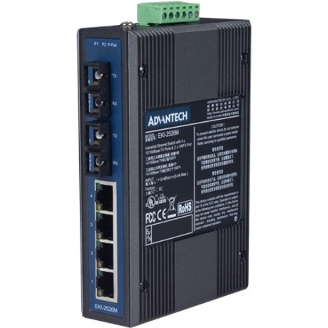 Advantech 4+2 100FX Port Unmanaged Industrial Ethernet Switch