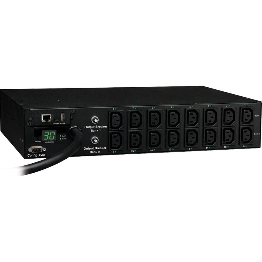 Eaton 5.5kW Single-Phase Switched PDU - LX Interface, 208/230V Outlets (16 C13), L6-30P Input, 12 ft. (3.66 m) Cord, 2U Rack-Mount, TAA