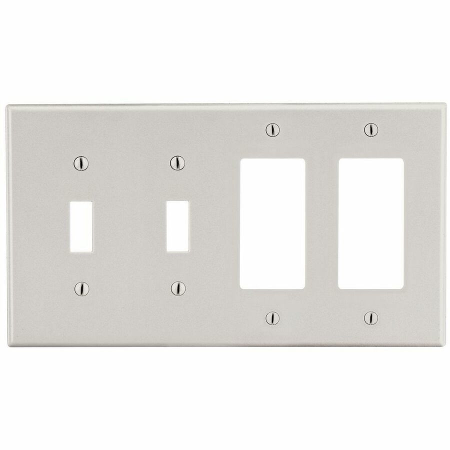 Bryant Wallplate, 4-Gang, 2) Toggle 2) Decorator, Light Almond
