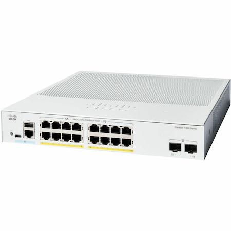 Cisco Catalyst 1300 C1300-16FP-2G 16 Ports Manageable Ethernet Switch - Gigabit Ethernet - 10/100/1000Base-T, 1000Base-X