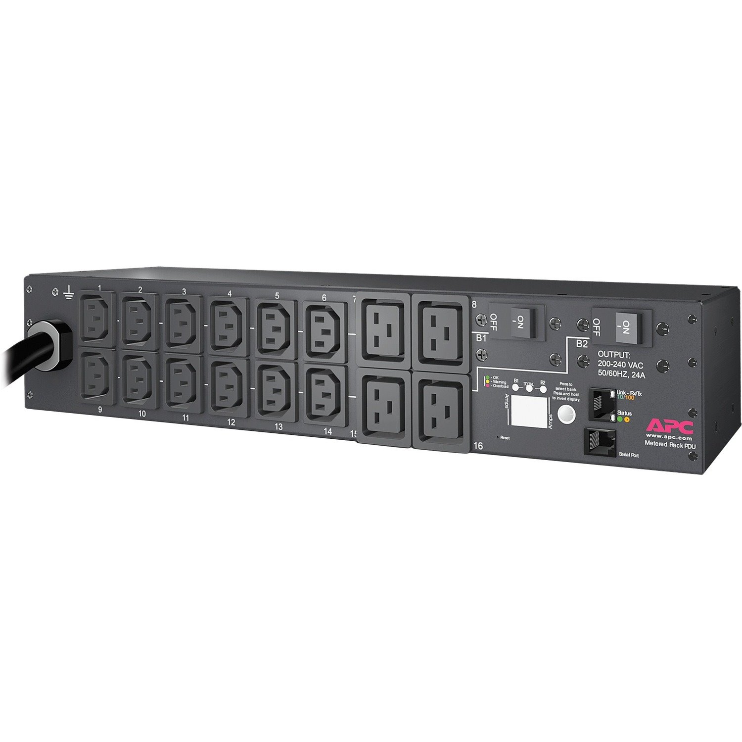 Rack PDU, Metered, 2U, 30A, 208V, (12) C13s & (4) C19