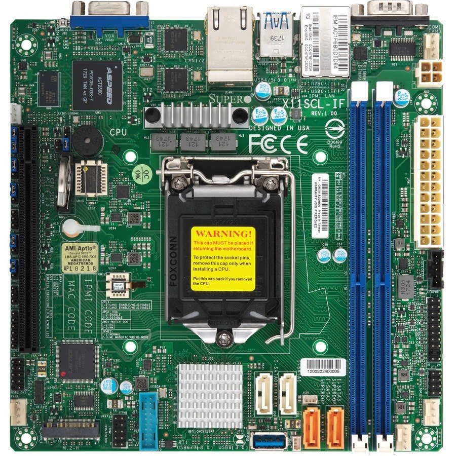 Supermicro X11SCL-IF Server Motherboard - Intel C242 Chipset - Socket H4 LGA-1151 - Mini ITX