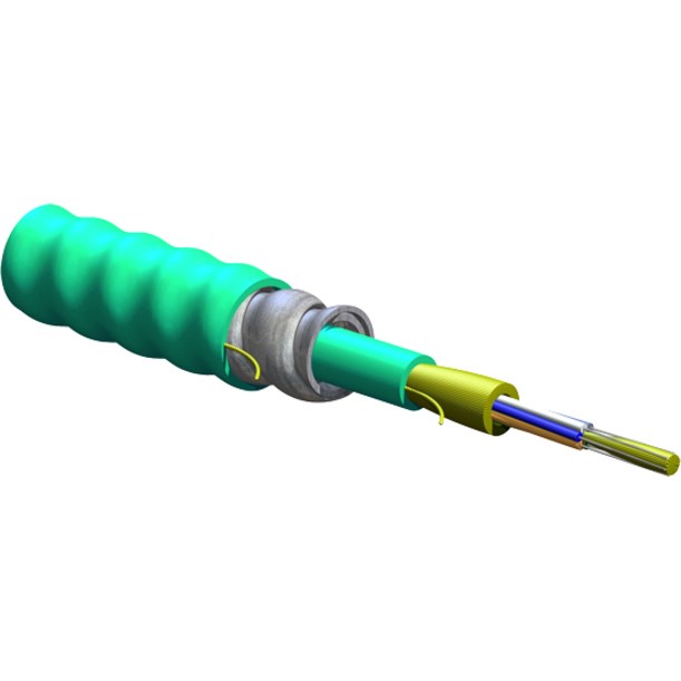 MIC Tight-Buffered, Interlocking Armored Cable, Plenum, 6 fiber, 50 µm multimode (OM3)