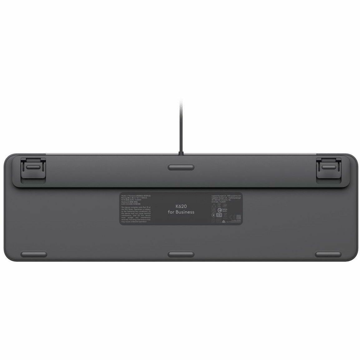 Logitech Signature Slim K620 Keyboard - Cable Connectivity - USB Type C, USB Type A Interface - QWERTY Layout - Graphite