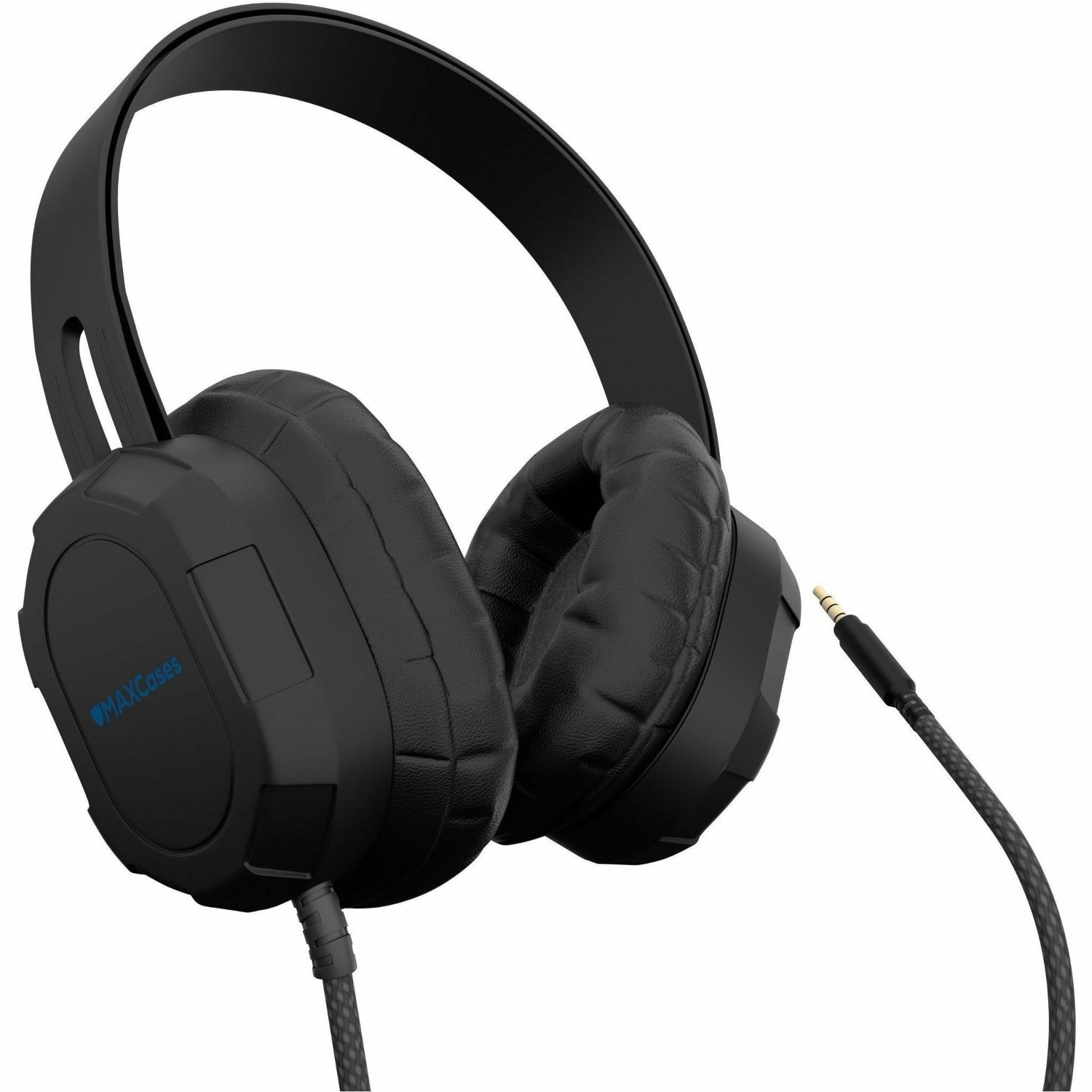 MAXCases Extreme Headphones w/braided cable, no microphone, 3.5mm connector (Black)