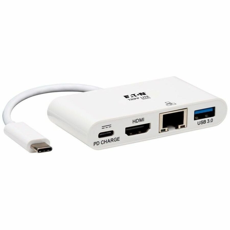 Eaton Tripp Lite Series USB-C Multiport Adapter - 4K HDMI, USB 3.x (5Gbps) Hub Port, GbE, 60W PD Charging, HDCP, White