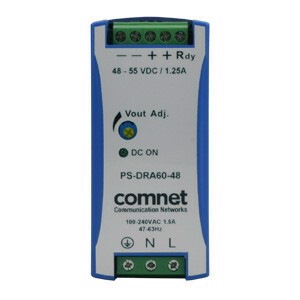 ComNet Industrial DIN Rail Mounting 60 Watt @ 48 Volt Power Supply