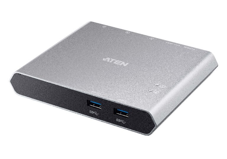 Aten 2 Port Usb-C Gen 1 Dock Switch With Power Pass-Through, Supports Samsung DeX Mode And Huawei Desktop Mode