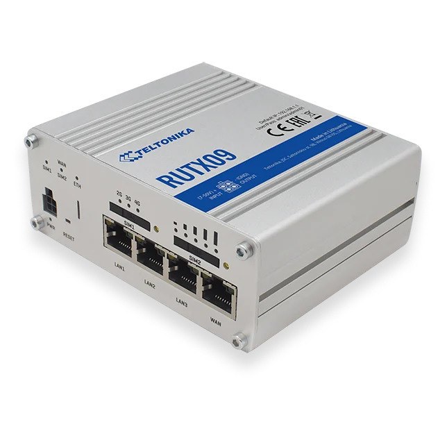 Teltonika RUTX09 - Instant LTE Failover | Reliable and Secure CAT6 Dual SIM 4G LTE Router/Firewall, Gigabit Ethernet