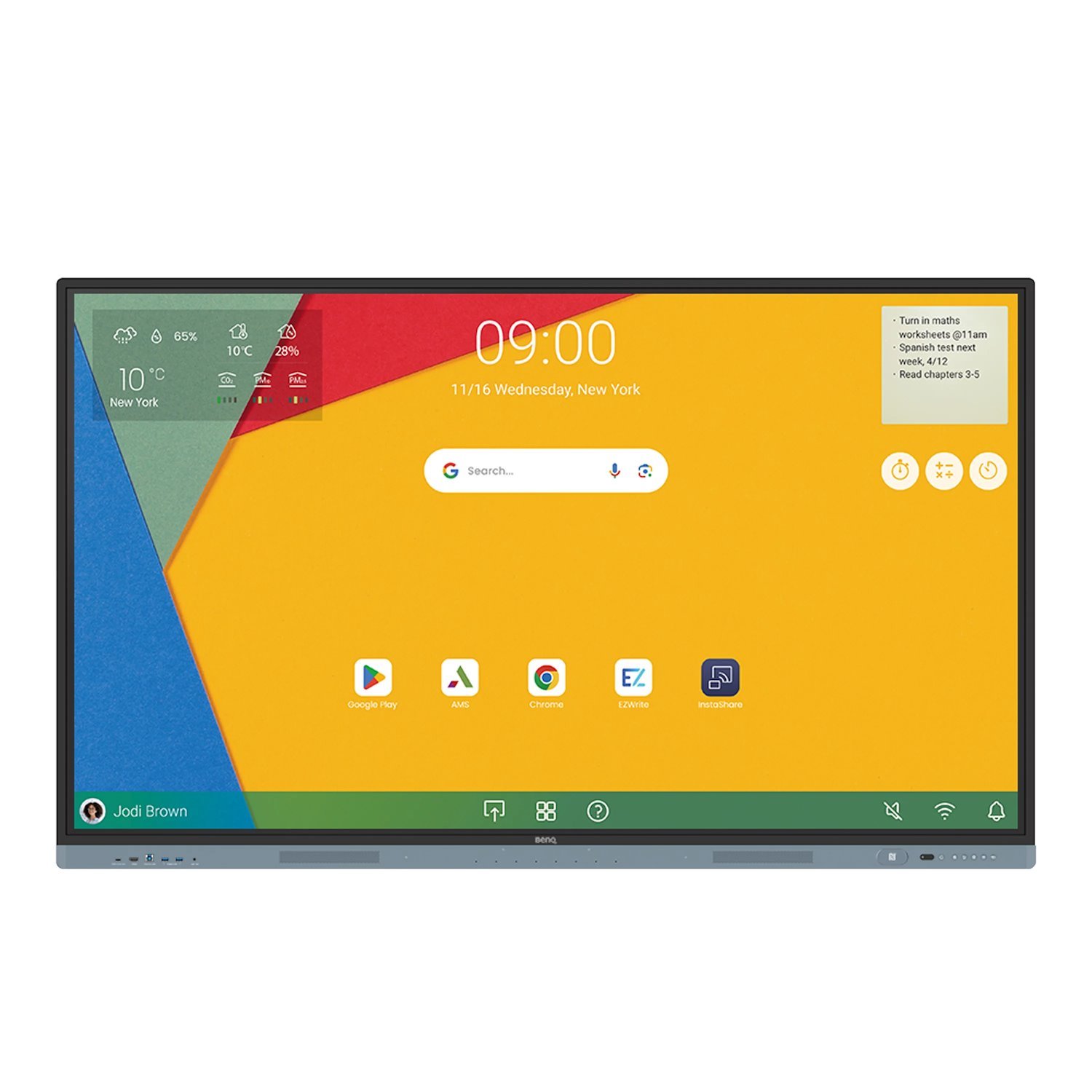BenQ Board Master 86" Ifp (Instashare 2, EzyWrite 6, Android 13, ClassroomCare Technology, 40-Point Ir Touch, Wall Mount Supplied)