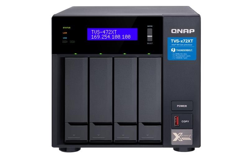 Qnap TVS-472XT-PT-4G,4 Bay Nas(No DISK),PENT-G5400T,4GB,10GbE(1),GbE(2),T3(2),TWR,2YR