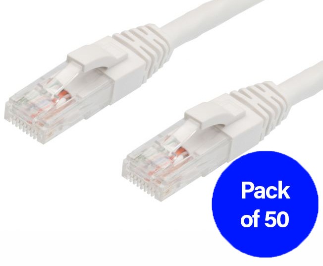 4Cabling 1.5M Cat6 RJ45-RJ45 Pack Of 50 Ethernet Network Cable. White