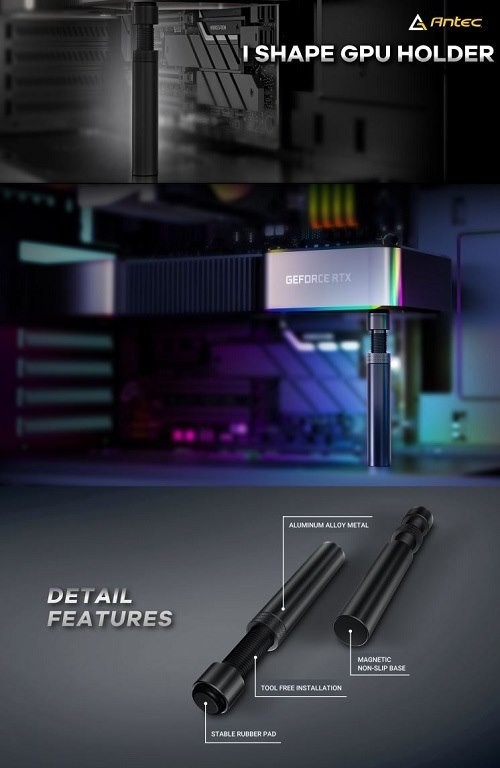 Antec Igpu, Vga Bracket Holder. Solid Construction And Durability - Black