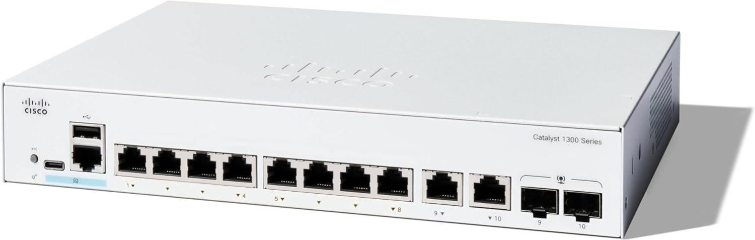 Cisco Catalyst 1300 C1300-8T-E-2G 10 Ports Manageable Ethernet Switch - Gigabit Ethernet - 10/100/1000Base-T, 1000Base-X