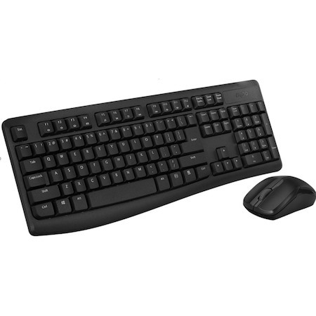 Rapoo X1800Pro Wireless Mouse & Keyboard Combo - 2.4G, 10M Range, Optical, Long Battery, Spill-Resistant Design,1000 Dpi, Nano Receiver, Entry (Black)