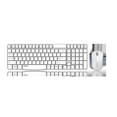 Rapoo X1800S 2.4GHz Wireless Optical Keyboard Mouse Combo Black - 1000Dpi Nano Receiver 12M Battery (White)