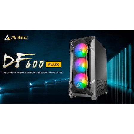 Antec DF600 Flux Atx, 5 X120MM Fans Included, 3X Argb & 2X PWM + Fan Controller, Tempered Glass Side, 2X Usb 3.0 High Airflow Thermal Gaming Case