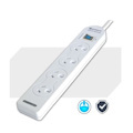 Generic Sansai 4 Way Basic Powerboard (131P) With Master Switch Overload Protecte Reset Button Indicator Light 100CM Lead 240Vac 10A