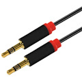 Astrotek 2M Stereo 3.5MM Flat Cable Male To Male Black With Red Mold - Audio Input Extension Auxiliary Car Cord