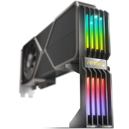 Antec RGB Gpu Support Bracket, Graphics Card Holder, Addressable RGB 5V 3Pin RGB Connector. Black