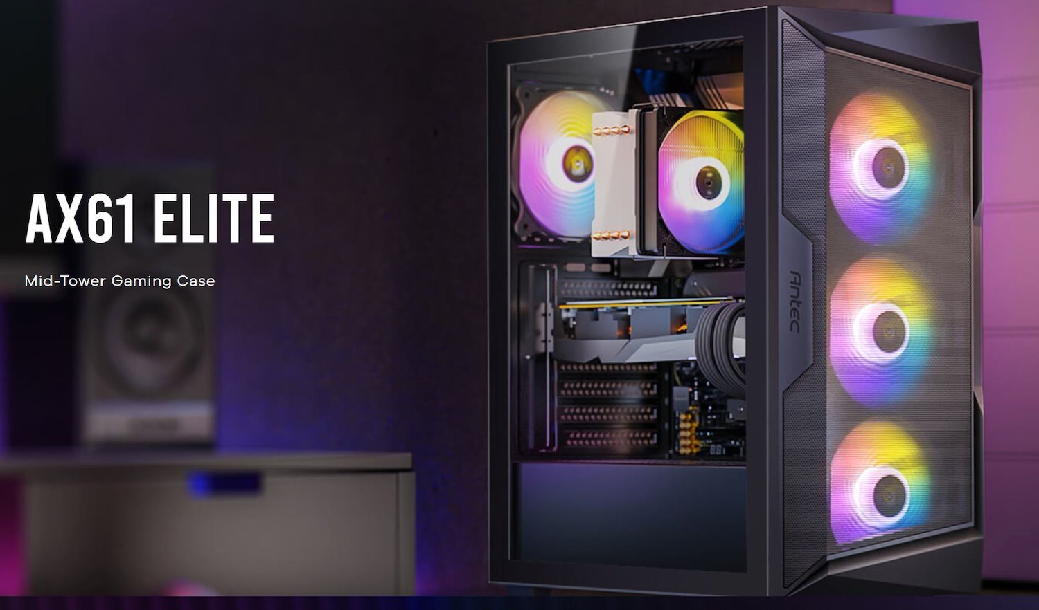 Antec Ax61 Elite Atx, 4X Argb 120MM Fans Included, Up To 8X 120MM. 360MM Radiator Front & 240MM Top, 32CM Gpu & 16CM Cpu, High Airflow Gaming Case