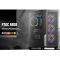 Antec P20C Argb, E-Atx, Atx High Airflow, Usb-C, Cable Management, 4X HDD/SSD , 375MM Gpu, 170MM Cpu, 3X Argb PWM 12CM,Fan Control, Gaming Case