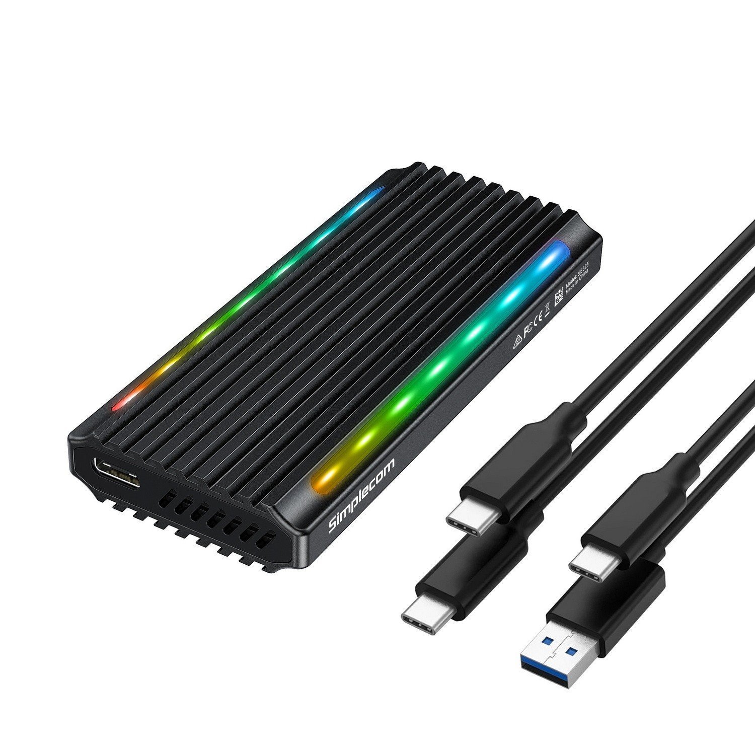 Simplecom Se525 NVMe / Sata M.2 SSD Usb-C Enclosure With RGB Light Usb 3.2 Gen 2 10Gbps