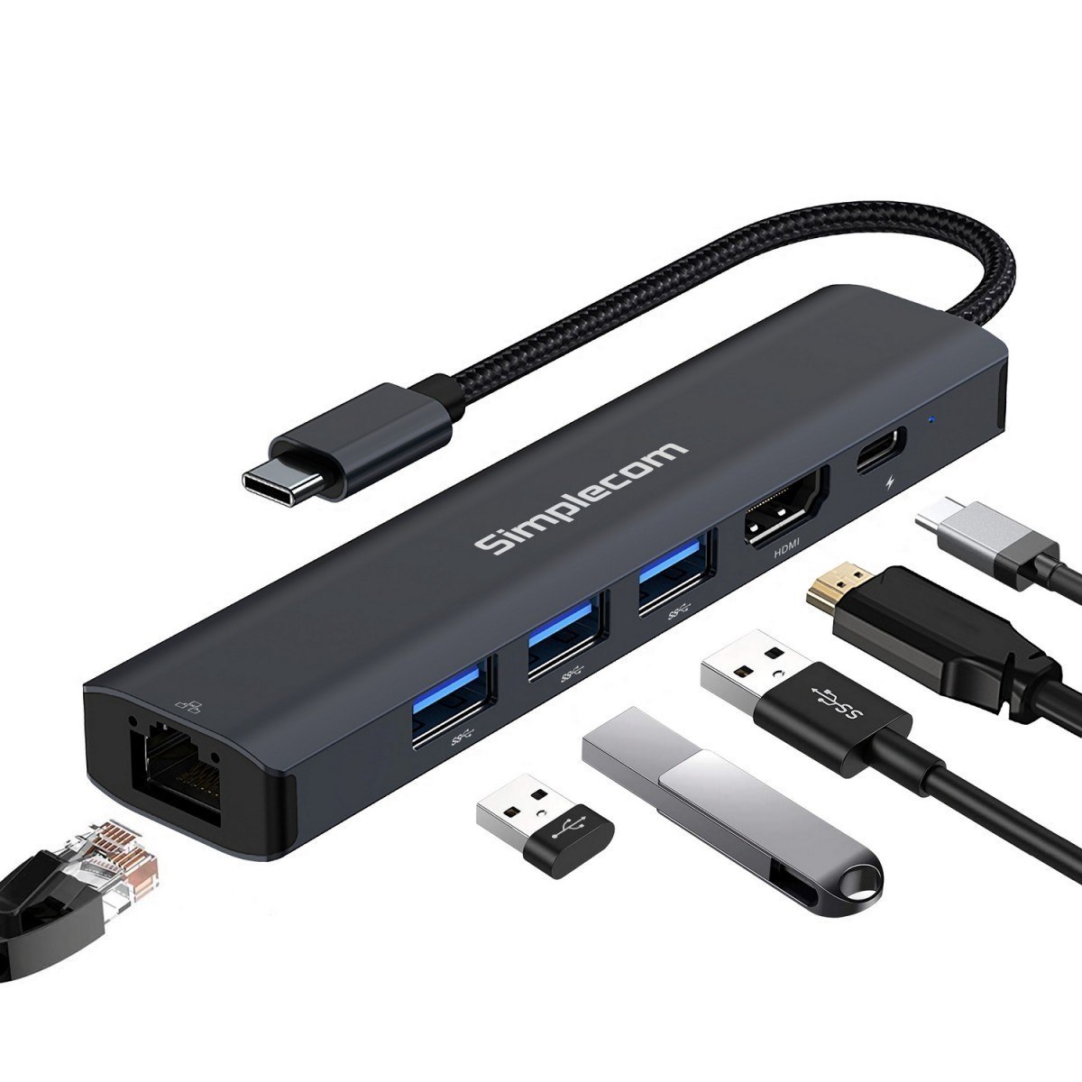 Simplecom CHN560 Usb-C SuperSpeed 6-In-1 Multiport Adapter Docking Station