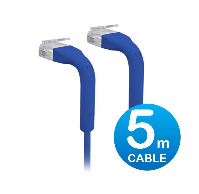 Ubiquiti UniFi Patch Cable 5M Blue, Both End Bendable To 90 Degree, RJ45 Ethernet Cable, Cat6, Ultra-Thin 3MM Diameter U-Cable-Patch-5M-RJ45-BL