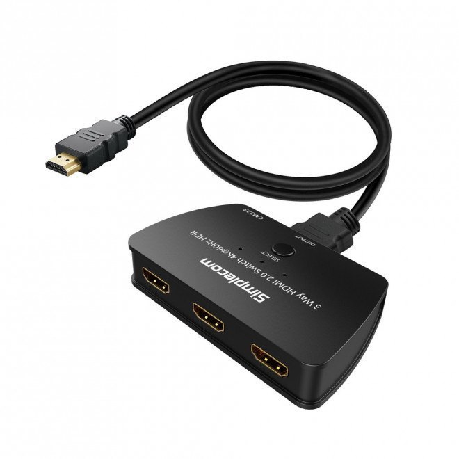 Simplecom CM323 3 Way Hdmi 2.0 Switch 3 In 1 Out Ultra HD 4K 60Hz HDR HDCP 2.2