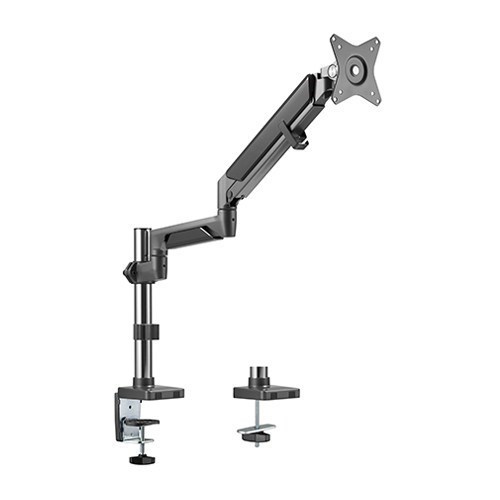 Brateck Single Monitor Pole-Mounted Epic Gas Spring Aluminum Arm Fit Most 17'-32' Monitors, Up To 9KG Per Screen Vesa 75X75/100X100 Space Grey (LS)