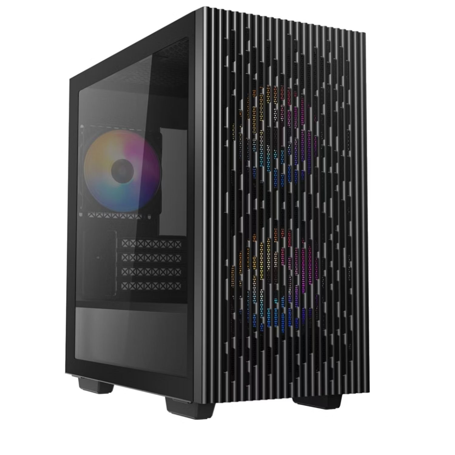 DeepCool Matrexx 40 FS Micro-ATX Case, 3xTri-Color Led Fans, Tempered Glass Panel, Mesh Top And Front Panel, Better Airflow For Cooling Support