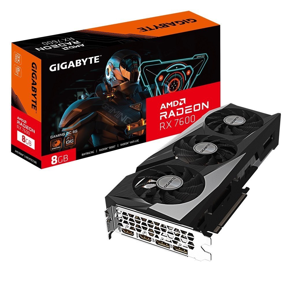 Gigabyte Amd Radeon RX 7600 Gaming Oc-8Gd 1.0 Video Card, Pci-E 4.0, 2755MHz Core Clock, 2X DP 1.4A, 2X Hdmi 2.1A