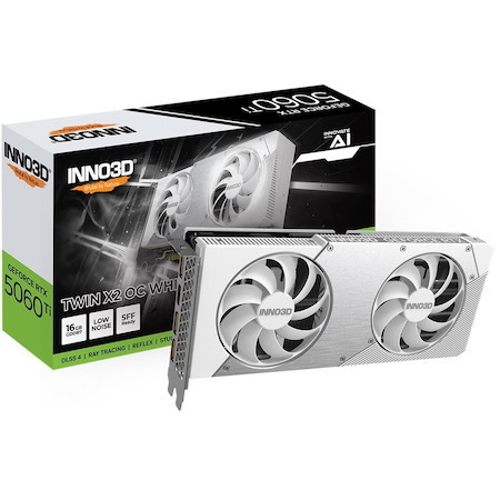 Inno3d nVidia GeForce RTX 5060 Ti Twin X2 Oc White 16GB GDDR7, 2602MHz Boost Clock, Ram 28Gbps, 3xDP, 1xHDMI