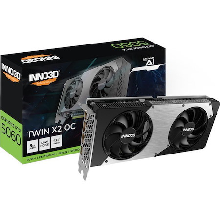 Inno3d nVidia GeForce RTX 5060 Twin X2 Oc 8GB GDDR7 2527MHz Boost Clock, Ram 28Gbps, 3xDP, 1xHDMI