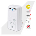 Generic Sansai Usb C + A 2xUSB Charging Outlets Power Adaptor 240V 10A Surge Protection Power Status Indicator Wall Charger